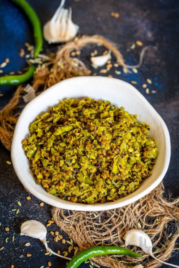Authentic Marwari green chilli achar with desi masalas